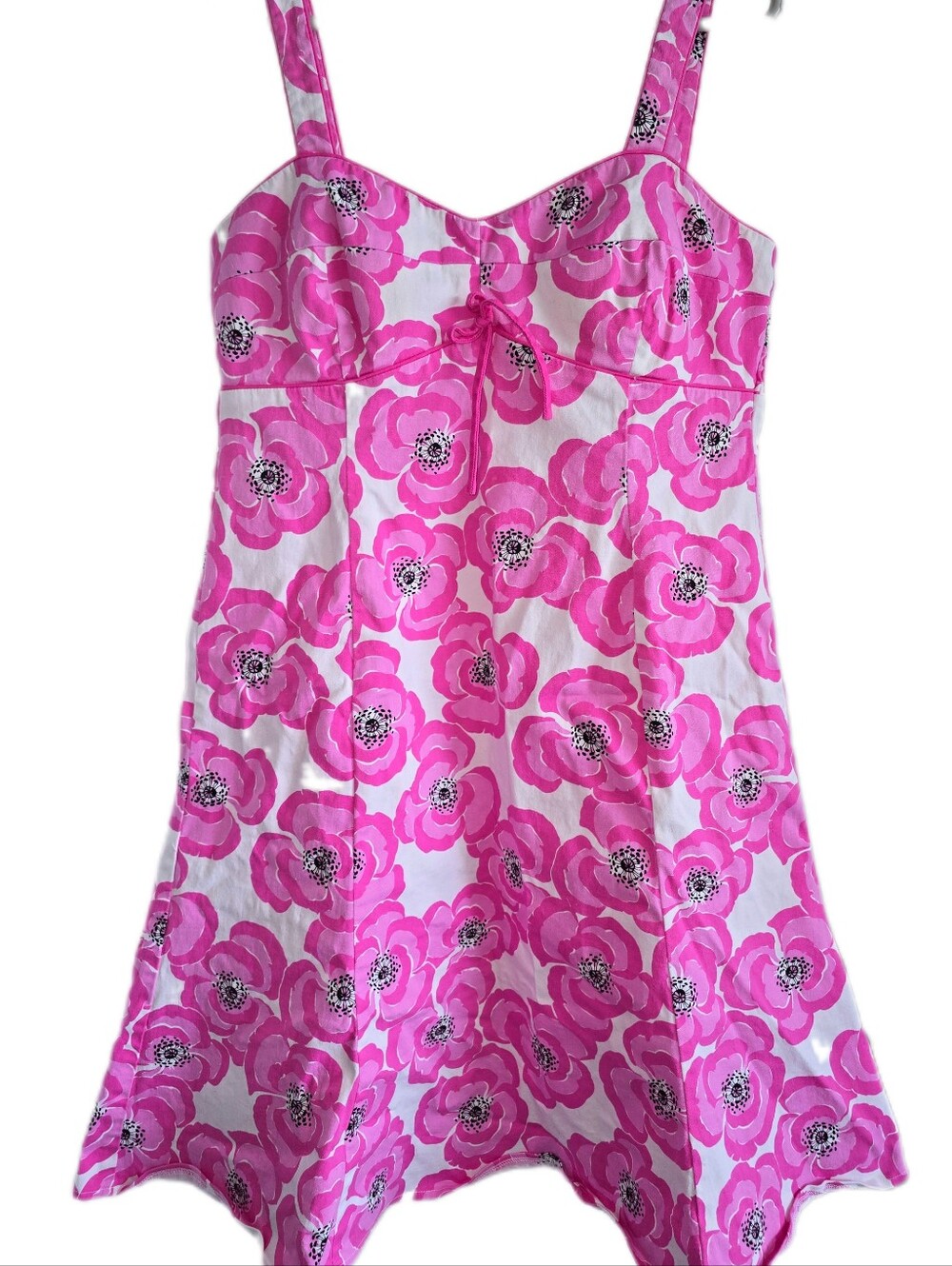 Jessica Pink and White Floral Cotton Satin-lined Midi Sundress